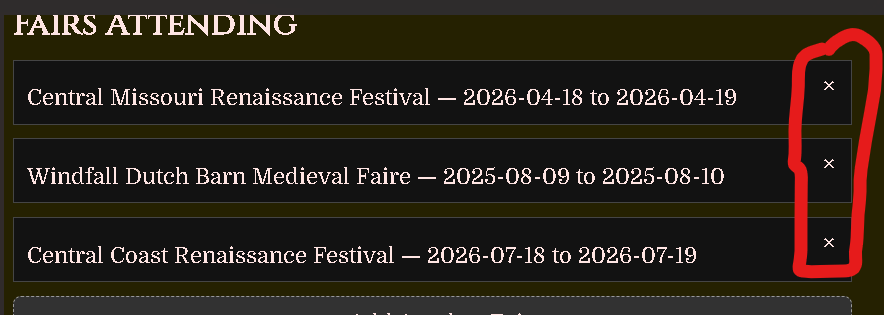 Removing a fair from your profile